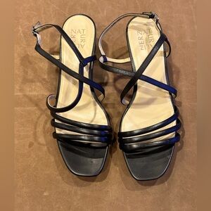 Naturalizer Iris black faux leather, open toe strappy dress sandal, size…
